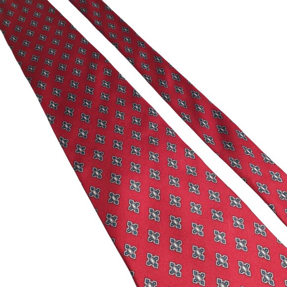 Stafford Necktie Red Blue Geometric Silk Vintage  Classic Formal Accessory Gift - Picture 2 of 6